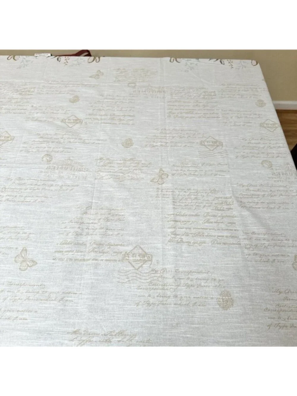 Nicole Miller EASTER Tablecloth Bunny Rabbit Spring Flower Script Cotton 60x104